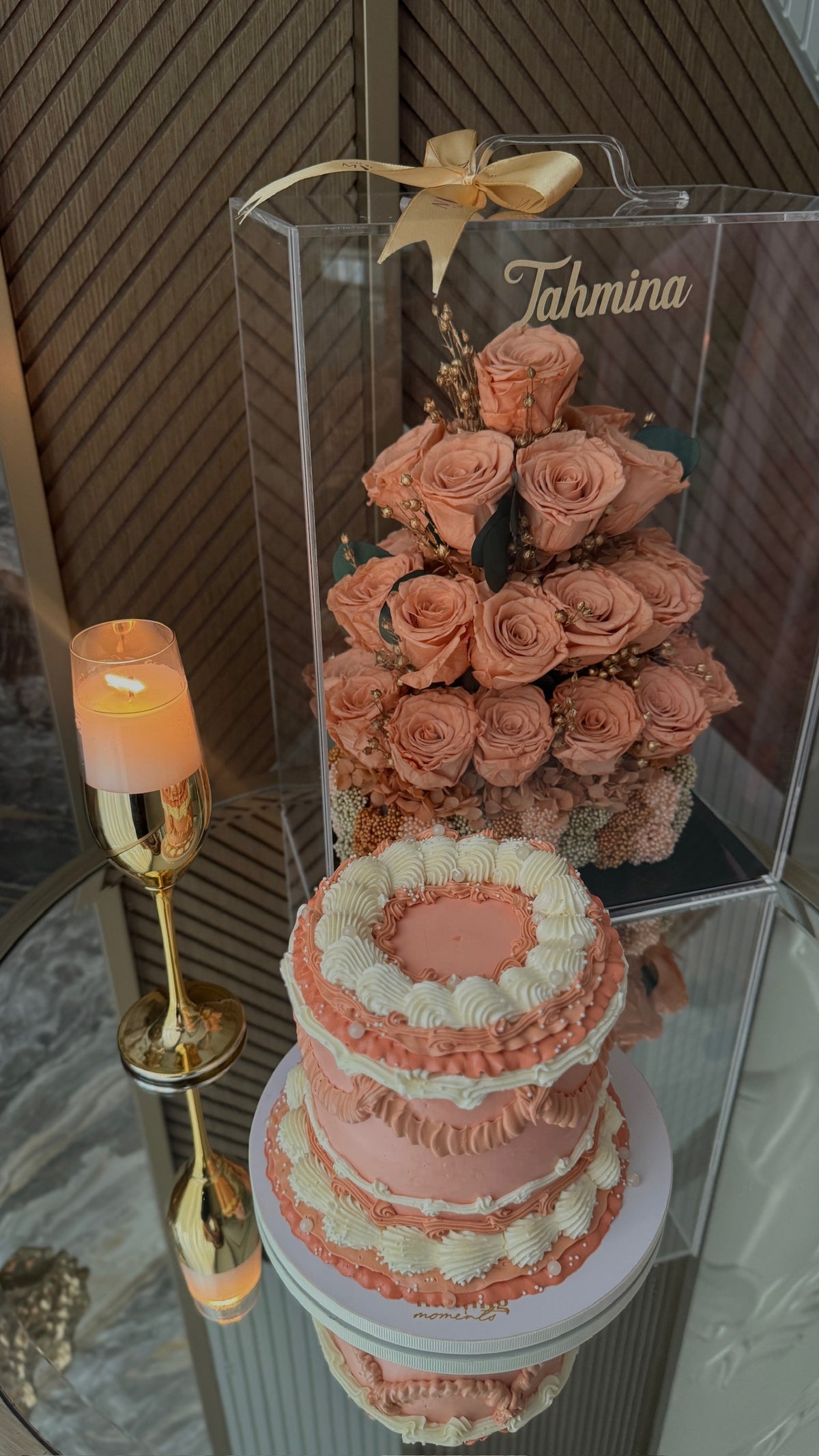 Eternal Bloom Gift Set (Cake & Champagne Candle)